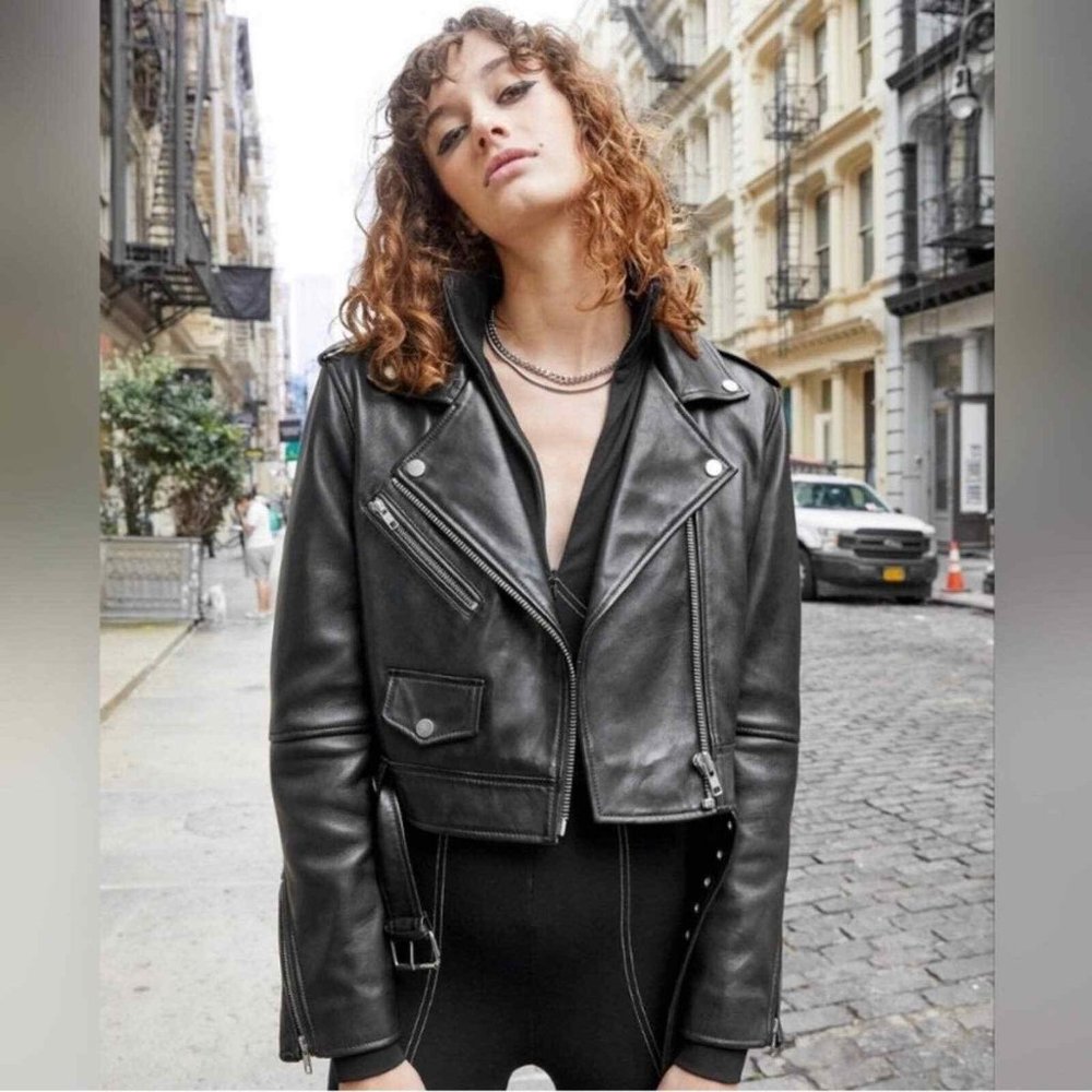 REBECCA MINKOFF Faux Leather Moto Jacket - Picture 1 of 4